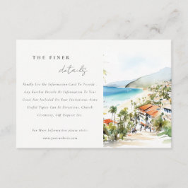 Puerto Vallarta Mexico Watercolor Wedding Details Tilläggskort