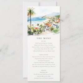 Puerto Vallarta Mexico Watercolor Wedding Menu Inbjudningar