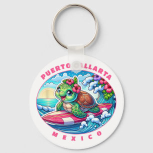 Puerto Vallarta Mexiko Flickor Söta Surfande Havss Nyckelring