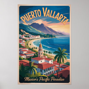 Puerto Vallarta Mexiko Illustration Resa Konst Poster