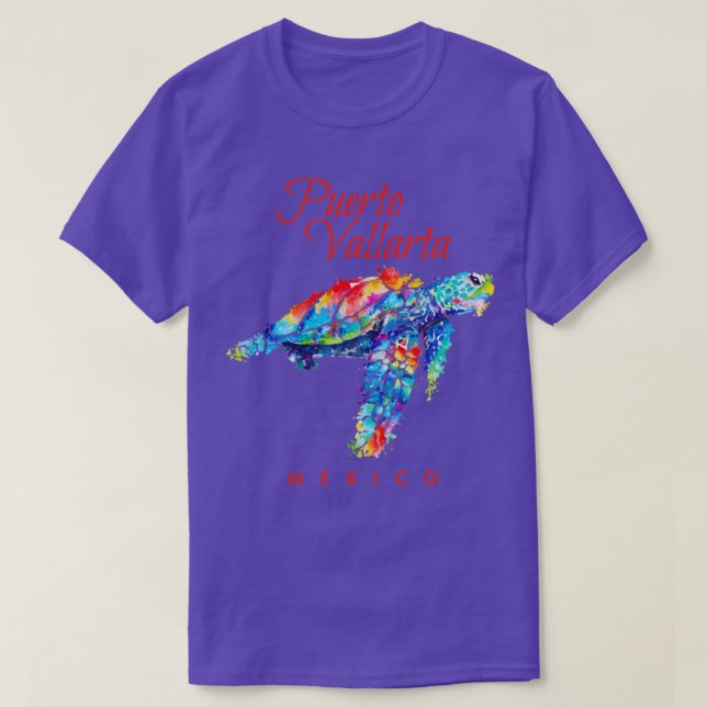 Puerto Vallarta Mexiko Watercolor Sea Turtle T Shirt (Design framsida)