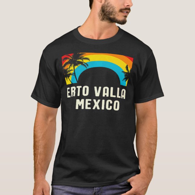 Puerto Vallarta Retro Rainbow Vacation Souvenir Me T Shirt (Framsida)