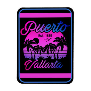 Puerto Vallarta Retro Sunset 80 Handflatan Träd Magnet