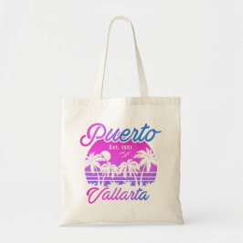 Puerto Vallarta Retro Sunset 80 Handflatan Träd Tygkasse