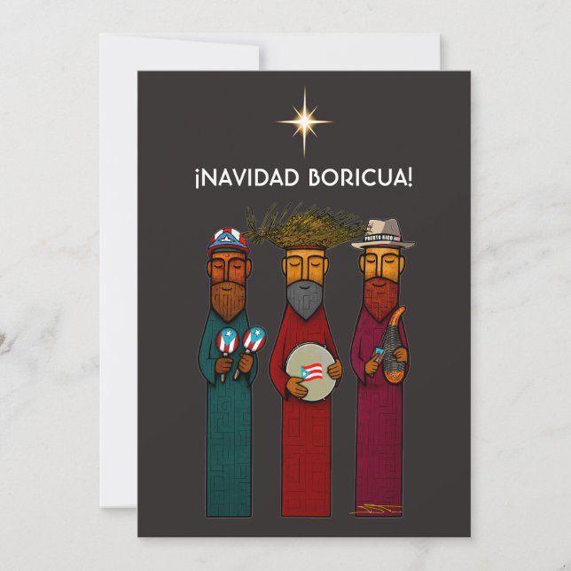 Puertorianska tre kungar med musikalisk Parranda Inbjudningar (Framsida)