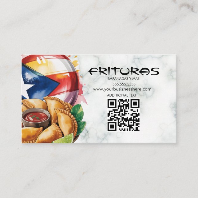 Puertoricansk Boricua Empanadas Matvagn Visitkort (Framsida)