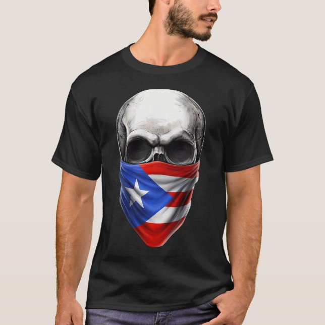Puertoricansk dödskalle t shirt (Framsida)