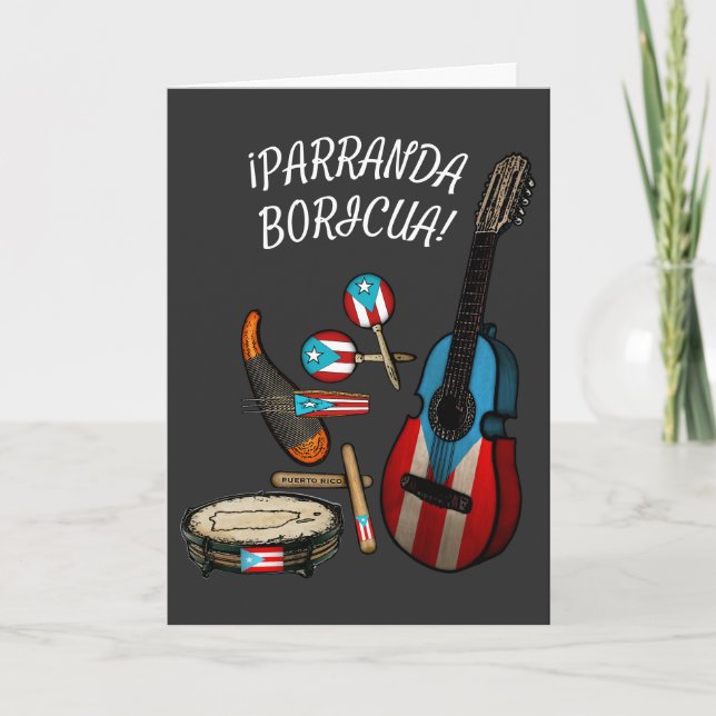 Puertoricansk flagg Parranda Boricua  Helgkort (Framsida)