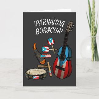 Puertoricansk flagg Parranda Boricua  Helgkort