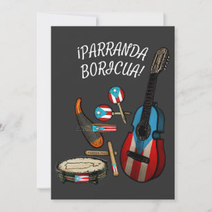 Puertoricansk flagg Parranda Boricua Julkort