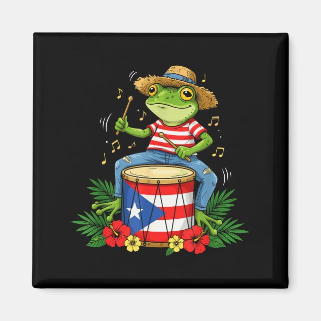 Puertoricansk flagga Coqui Groda Puerto Rico Hispa Magnet (Framsidan)
