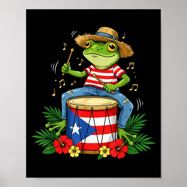 Puertoricansk flagga Coqui Groda Puerto Rico Hispa Poster (Framsidan)