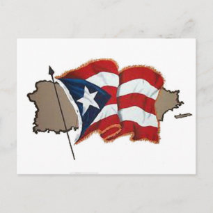 Puertoricansk flagga & ö vykort