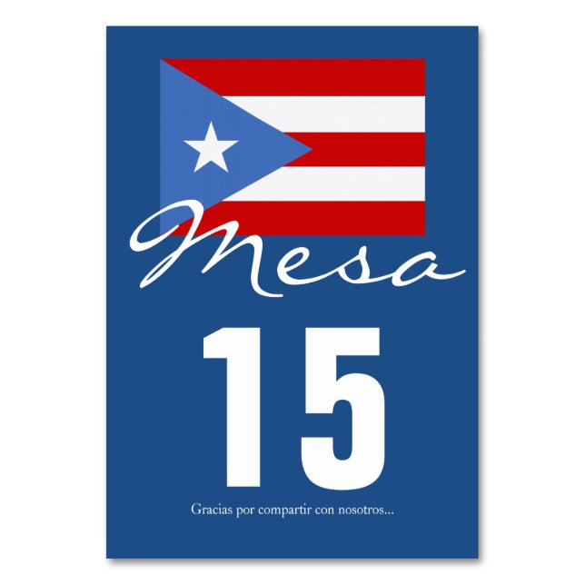 Puertoricansk flaggfesttema bordsnummer (Framsidan)