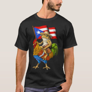 Puertoricansk groda ridande tupp t shirt