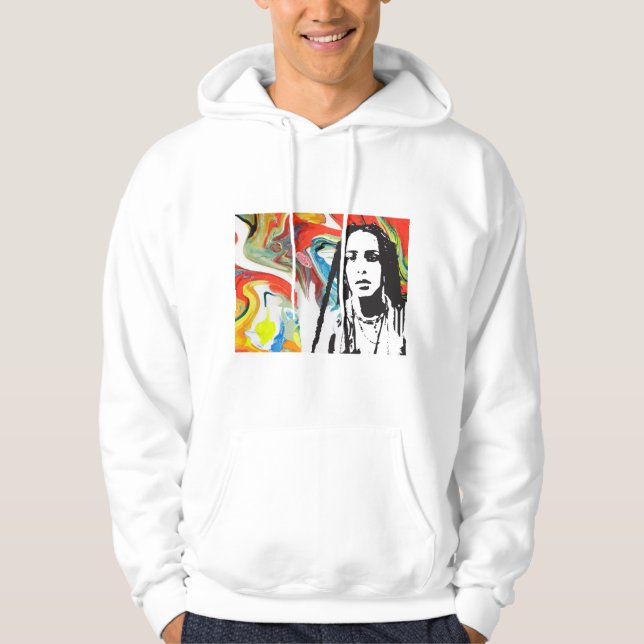 Puertoricansk konst herrtröja med foderhuva hoodie (Framsida)