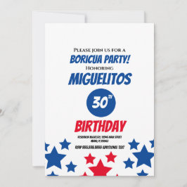 Puertoricansk latin födelsedagsfest blå inbjudningar