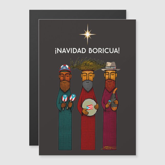 Puertoricanska tre kungar med musikalisk Parranda (Fram/baksida)