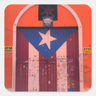 Puertoricanskt arv, San Juan, PR gatuscen Fyrkantigt Klistermärke