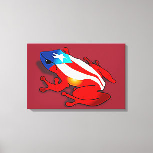 Puertorrican Coqui med flagga Canvastryck
