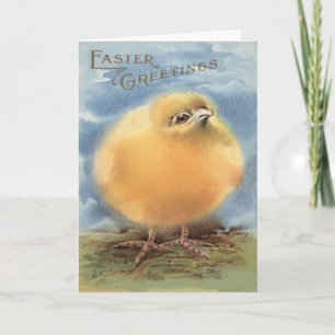 Puffboll Fluffig Påskkyckling Helgkort