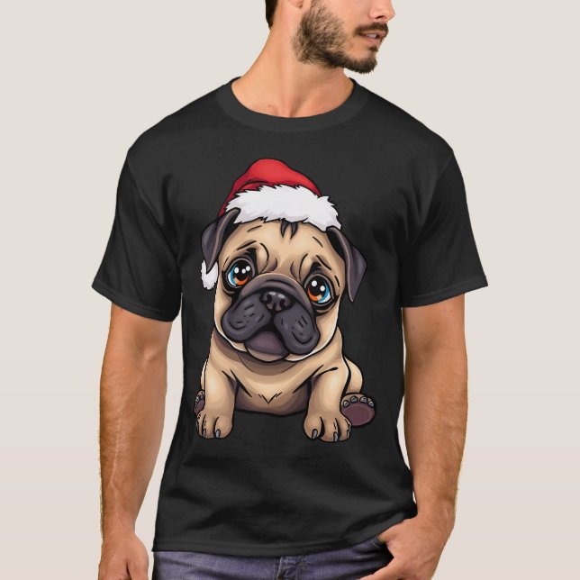 Puffeliga Pug jul T Shirt (Framsida)