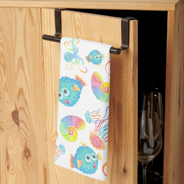 Pufferfish and Friends Dish Towel Kökshandduk (Thirds Fold)