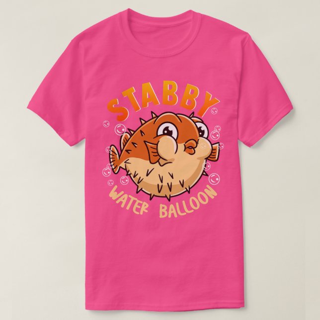 Pufferfish Stabby Vatten Balloon T Shirt (Design framsida)