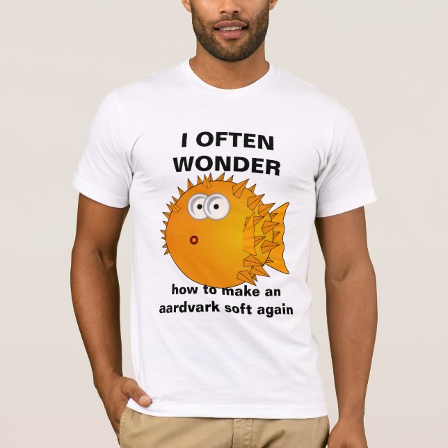 Pufferfisk - roliga meningar - mjuk aardvark igen t-shirt (Framsida)
