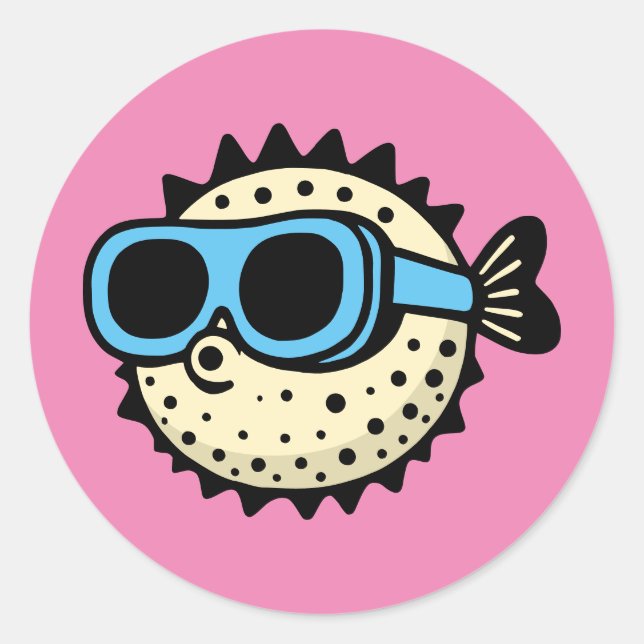 Pufferfisk Runt Klistermärke (Framsida)