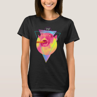 Pufferfisk som äter morot meme Blowfish Retro Vapo T Shirt