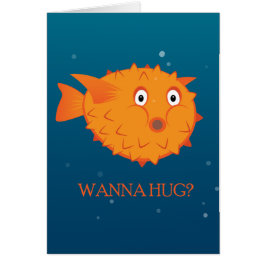 Pufferfisken önskar att krama hälsningskort
