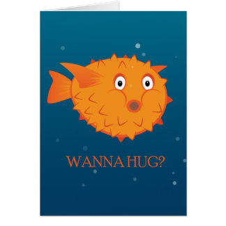 Pufferfisken önskar att krama hälsningskort