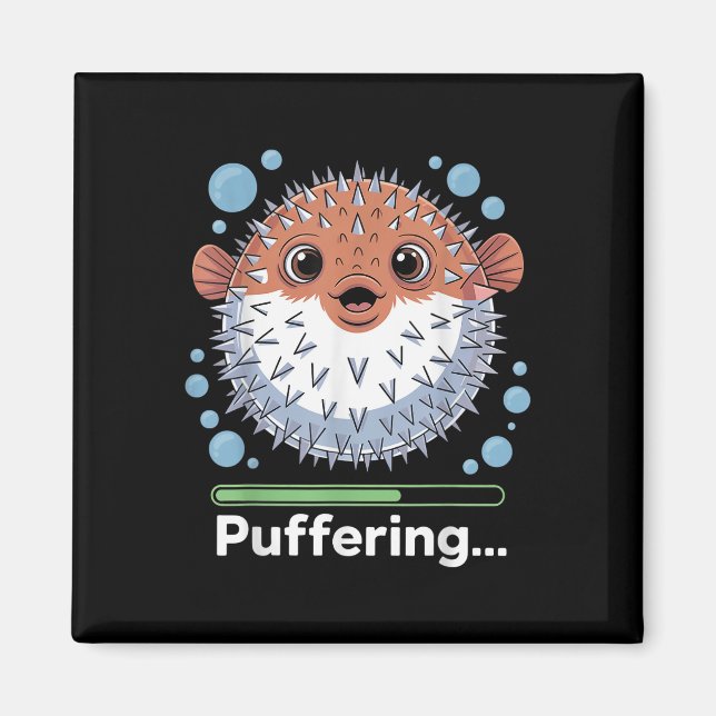 Puffersjuka Fiskar Fisk Söt Puffersfisk Magnet (Framsidan)
