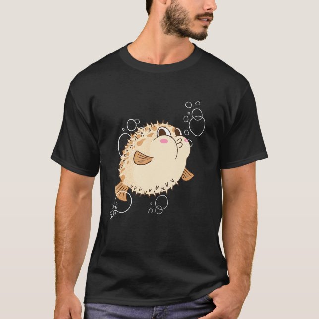 Pufffisk Blowfish Bubblor T Shirt (Framsida)