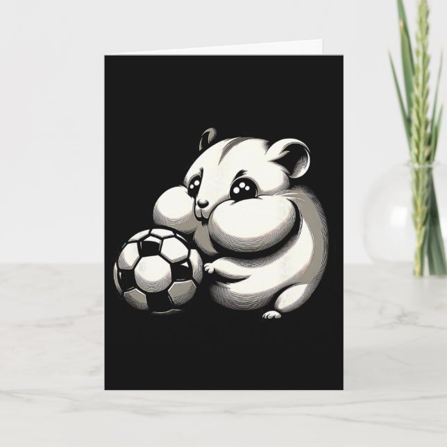 Puffig Hamster Med Fotboll Ll Tecknad Kawaii  Kort (Framsida)