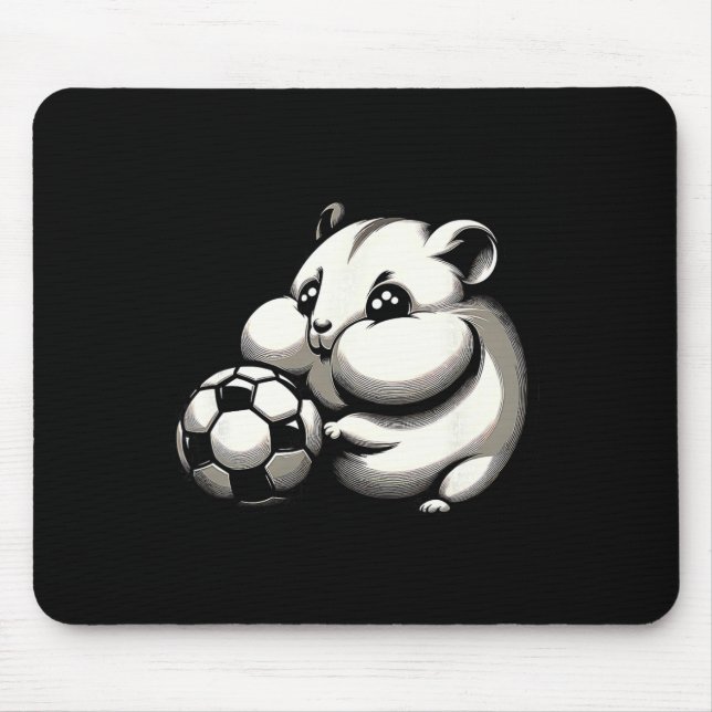 Puffig Hamster Med Fotboll Ll Tecknad Kawaii  Musmatta (Framsidan)