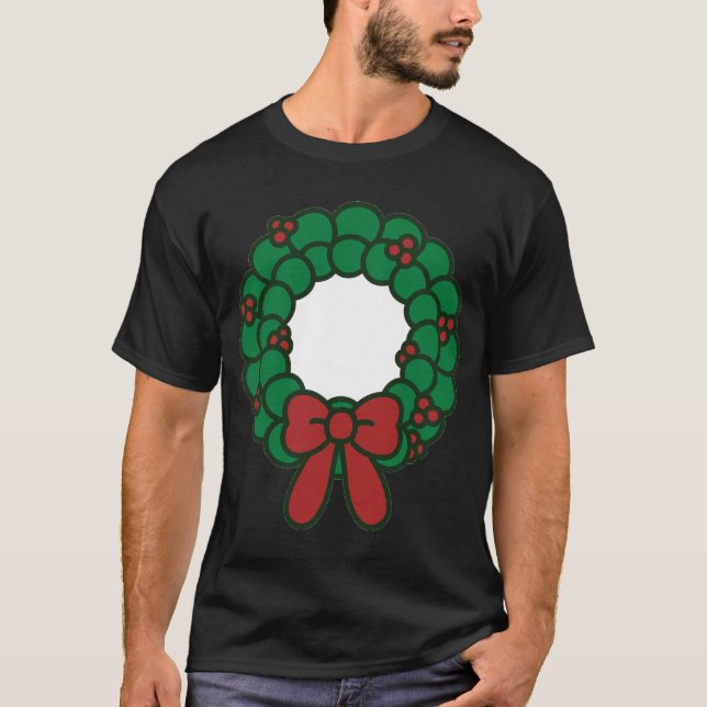 Puffig julkrans T-shirt med röd slinga (Framsida)