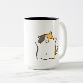 Puffig Kalico Katt - Kawaii Klistermärke Två-Tonad Mugg