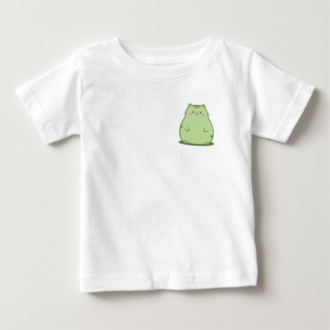 Puffig Matcha Grön Kissekat T Shirt (Framsida)