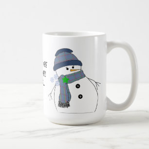 Puffig Snöman med Citat Kaffemugg