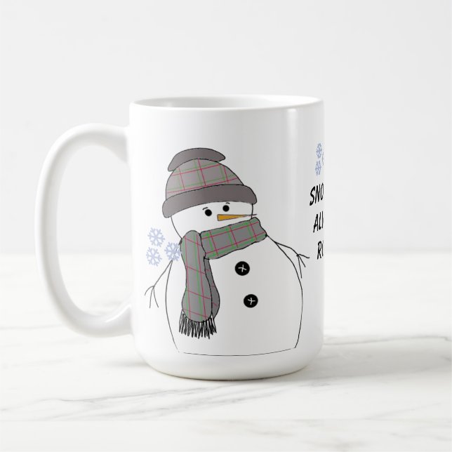 Puffig Snöman med Citat Kaffemugg (Vänster)