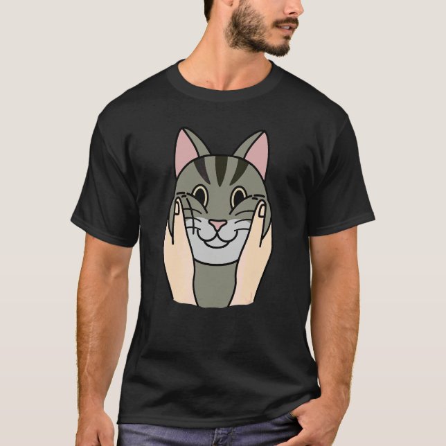 Puffiga kinder Tabby Katt Djur T Shirt (Framsida)