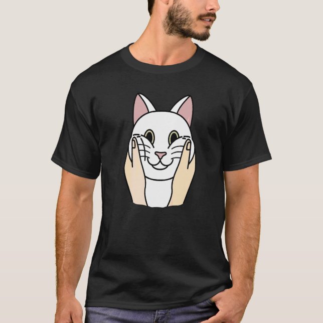 Puffiga kinder vit katt husdjur t shirt (Framsida)