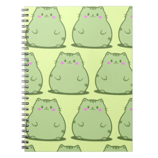 Puffiga Matcha Gröna Katt Anteckningsbok