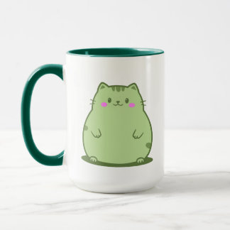 Puffiga Matcha Gröna Katt Mugg