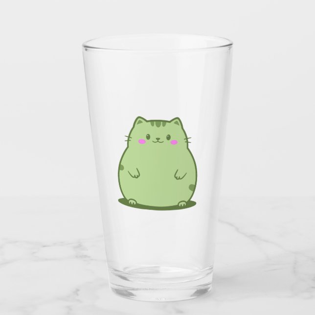 Puffiga Matcha Gröna Kattungar Glaskopp (Framsida)