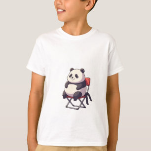 Puffiga Sittande Panda Konstnär Röd Stol Barn T Shirt