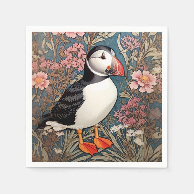 Puffin and Sea Thrift Flowers William Morris Pappersservett (Framsidan)