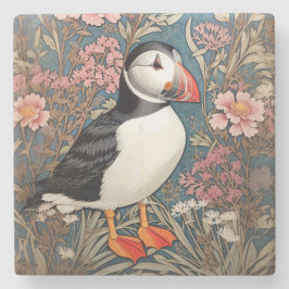 Puffin and Sea Thrift Flowers William Morris Stenunderlägg
